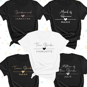 Camiseta personalizada para despedida de soltera: equipo de novias rosa, camisetas personalizadas para despedida de soltera, dama de honor, despedida de soltera, tribu de novias imagen 10