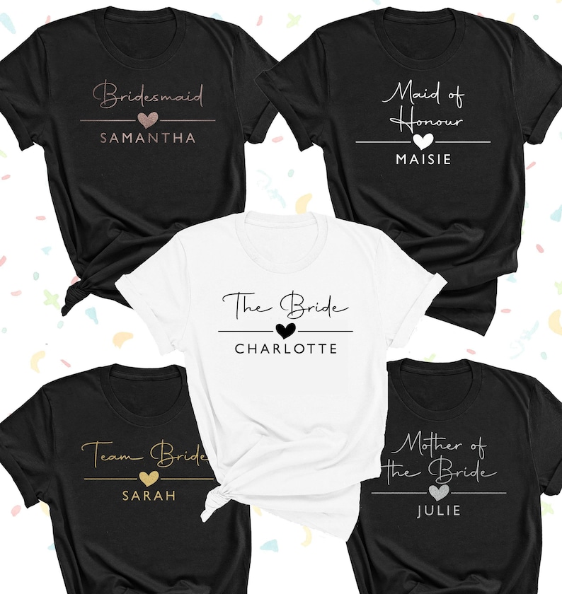 Camiseta personalizada para despedida de soltera: equipo de novias rosa, camisetas personalizadas para despedida de soltera, dama de honor, despedida de soltera, tribu de novias imagen 10