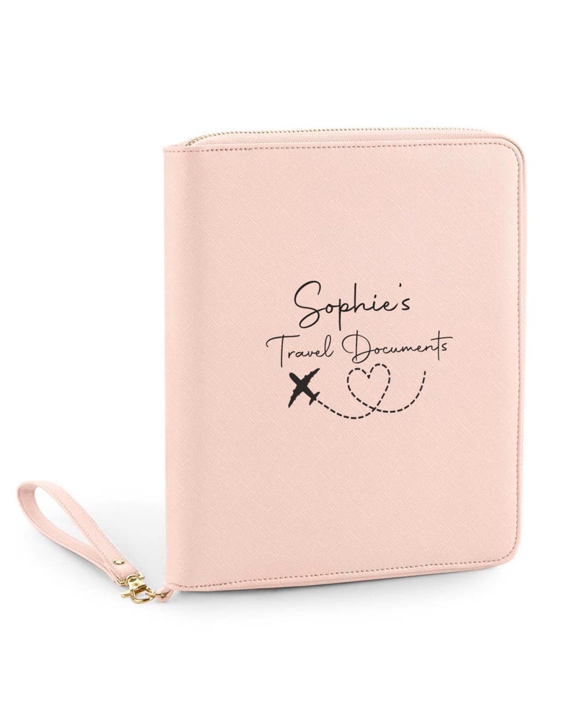 Porte-documents de voyage premium pour passeport Portefeuille de voyage personnalisé pour l'argent de voyage, organisateur technique pour couple, étui à passeport de voyage, cadeau personnalisé image 9