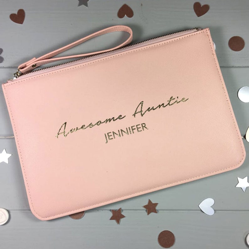 Personalised Auntie Gift Awesome Auntie Bag Leather Look Etsy