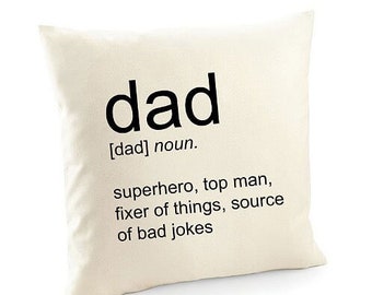 Personalised Dad Cushion Pillow, Dad Dictionary Definition Cushion Cover, Fathers Day Gift, Gifts For Dad, Funny Gifts For Dad