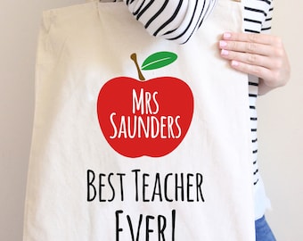 Personalised Teacher Tote Bag, Teacher Tote Bag, School Leaving Gift, Gift For Teacher, Teachers Gifts, Graduation Tote Bag Canvas, School