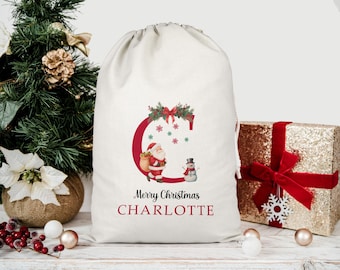 Personalised Santa Sacks, Christmas Stocking, Christmas Sacks, Christmas Eve Gift Bag, Add Name Large Letter