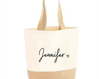 Personalisierte große Einkaufstasche, große Shopper-Tasche, Uni-Tasche, personalisierte Jute-Einkaufstasche, große Büchertasche, individuell bedruckte Tasche, große Tasche