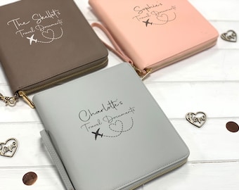 Premium Passport Reisedokumenthalter Personalisierte Reisebrieftasche für Reisegeld, Tech Organizer Paare Reisepasshülle Benutzerdefiniertes Geschenk