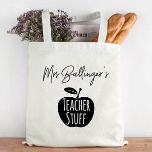 Personalisierte Lehrer-Einkaufstasche, Lehrer-Einkaufstasche, Schulabschiedsgeschenk, Geschenk für Lehrer, Lehrergeschenke, Abschluss-Einkaufstasche aus Segeltuch, Schule