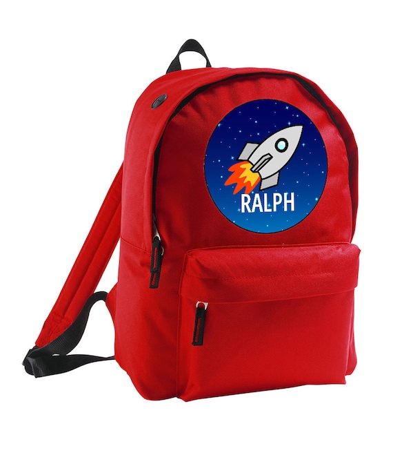 Personalised Kids Backpack Any Name Rocket Boys Childrens School Bag 
