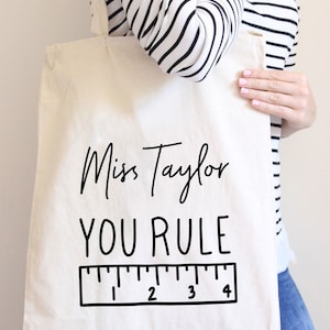 Personalised You Rule Teacher Tote Bag, Teacher Tote Bag, School Leaving Gift, Gift For Teacher, Teachers Gifts, Personalised Teacher Gift