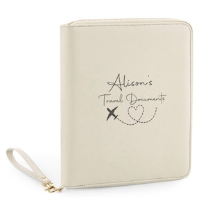 Porte-documents de voyage premium pour passeport Portefeuille de voyage personnalisé pour l'argent de voyage, organisateur technique pour couple, étui à passeport de voyage, cadeau personnalisé image 8