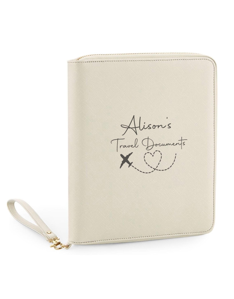 Porte-documents de voyage premium pour passeport Portefeuille de voyage personnalisé pour l'argent de voyage, organisateur technique pour couple, étui à passeport de voyage, cadeau personnalisé image 8
