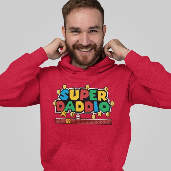 Father's Day Gift, Father's Day Hoodie, SUPER DADDIO Gamer Dad Gift, Fun Gift Novelty Sweat Shirts, Gift for Dad, Gift for Him, Dad Gift