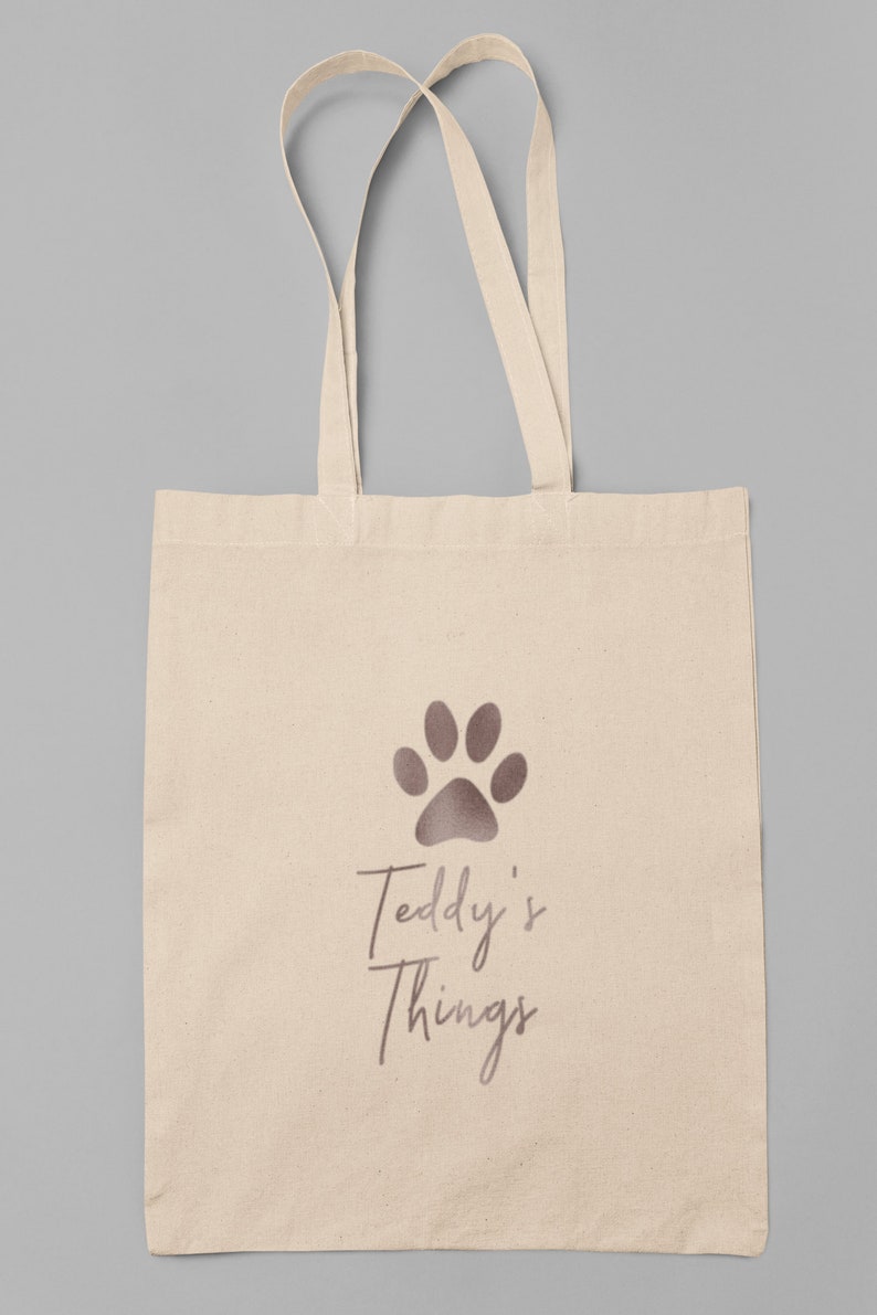 Personalised Dog Stuff Storage Tote Bag, Cotton Dog Stuff Tote Bag, Dog Things Drawstring Bag, Personalised Dog Gift, Dog things Tote Bag