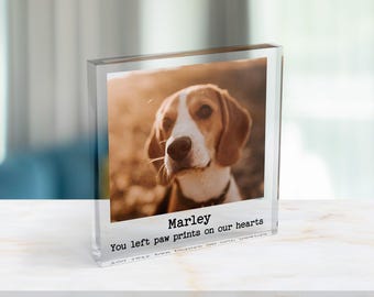 Hunde-Memorial-Fotorahmen-Andenken, Katzen-Gedenkfoto, Haustier-Andenken für Geschenk, personalisierter Hunde-Gedenkfotorahmen-Andenken, Acryltafel