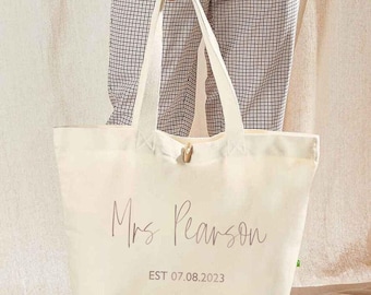 Personalisierte Braut Tasche, Verlobung Geschenke, Braut Tragetaschen, Hochzeitsgeschenk, Brautdusche Geschenk, Geschenk für Braut, Braut Geschenk, Flitterwochen Geschenke