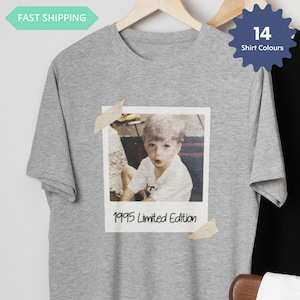 Unisex Custom Vintage Photo And Year Shirt, Custom Your Photo T-Shirt, Vintage Looking Picture Shirt, Gift For Her Him, Any Year, Any Text