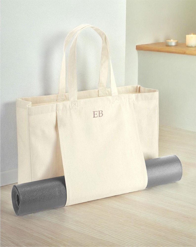 Personalisierte Monogramm Yogatasche, Yoga Tasche nach Maß, Pilates Tasche, Bio Yogamatte Tasche, Yogamattenhalter Tasche, Yoga Geschenkidee Bild 7