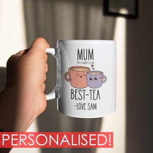 Gepersonaliseerde moeder mok beste thee, grappig cadeau voor moeder, moeder verjaardagscadeau, Moederdag, cadeau voor moeder, bestie, aangepaste onderzetter cadeau, koffiekopje