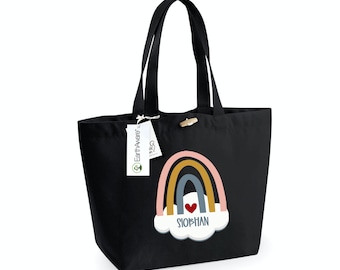 Grand sac fourre-tout personnalisé, grand sac cabas, sac uni, sac shopping personnalisé arc-en-ciel, grand sac livre, sac imprimé personnalisé, grand sac