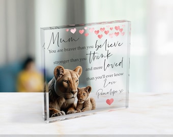Personalisiertes Geschenk für Mama, Geschenk für Mama, Geschenk für Mama, Tochter zu Mutter Geschenk, Geburtstagsgeschenk für Mama, Löwin mit Cub Themed, Mama Geschenke