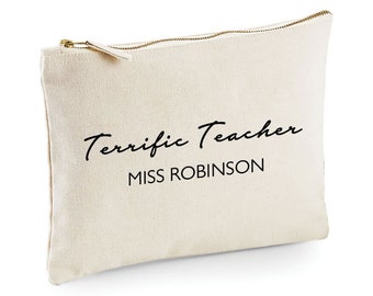 Personalised Terrific Teacher Makeup Bag, Gifts for Teaching Assistants, Personalised Teachers Gifts, Teachers Gifts, Teachers Bags