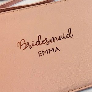 Bridesmaid Gift, Personalised Bridesmaid Pouch, Rose Gold Bridal Pouch, Bridesmaid Gift Pouch, Clutch Bag, Pink Pouch, Hen Party Gifts image 7