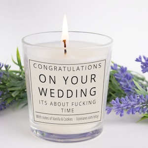 Funny Wedding Gift Candle, Congratulations On Your Wedding, It's About F'ing Time Candle, Joke, Sweary Candle Wedding Gift for Couple