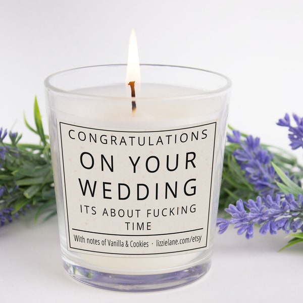 Funny Wedding Gift Candle, Congratulations On Your Wedding, It's About ......... Time Candle, Joke, Sweary Candle Wedding Gift for Couple