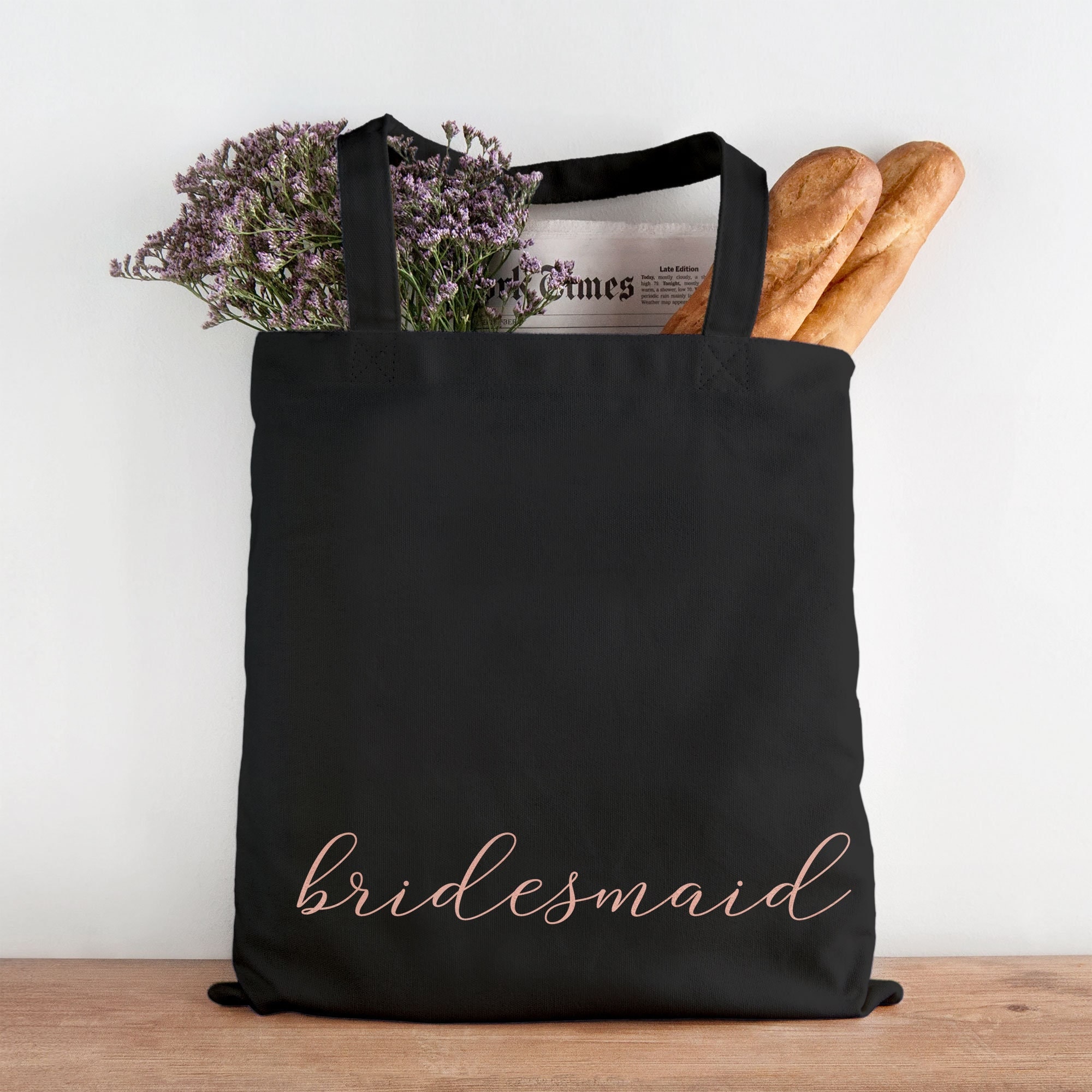 Black and rose top gold tote bag