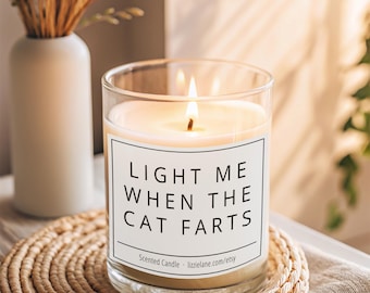 Cat Gifts, Light Me When The Cat Farts, Funny Gift for Cat Mum, Cat Candle, Funny Candles, Cat Owners Gift, Birthday Gift, Cat Dad