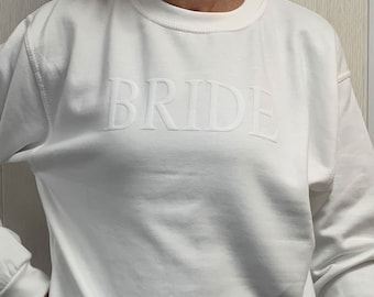 Personalized Bride Sweatshirt | Initial Heart Sleeve | Unique Engagement & Bridal Shower Gift | Future Mrs Minimalist Top | Embossed Print