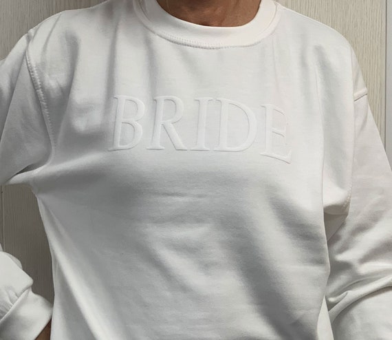Personalized Bride Sweatshirt Initial Heart Sleeve Unique Engagement Bridal Shower Gift Future Mrs Minimalist Top Embossed Print Etsy UK