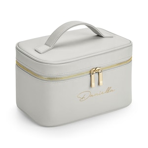Personalised Vanity Makeup Case, Custom Cosmetic Bag with Name, Toiletry Bag, Bridesmaid Bag, Custom Make Up Bag, Jewellery Box,Faux Leather image 8
