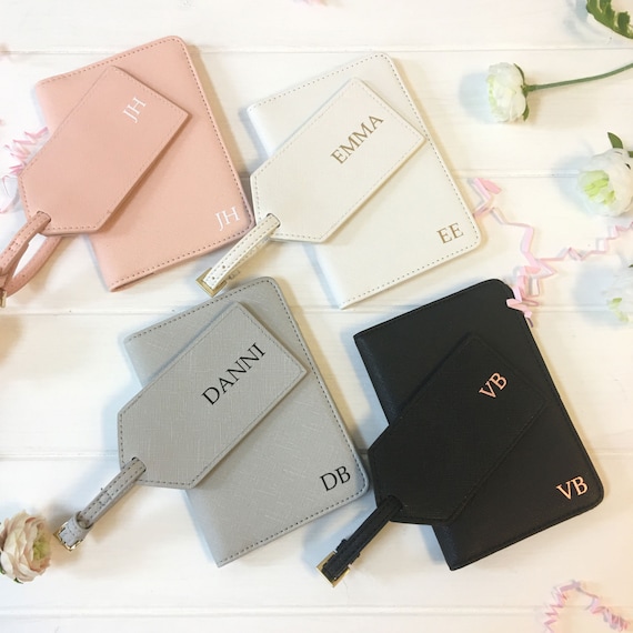 Personalised passport holder and luggage tag gift set sale