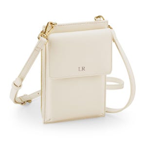 Personalised Mobile Phone Case Wallet 2 in 1 Shoulder Bag, Vegan Leather Bag Crossbody Bag, Women Purse, Gift for Her, Gifts for Mum, 5 Cols image 1