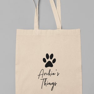 Personalised Dog Stuff Storage Tote Bag, Cotton Dog Stuff Tote Bag, Dog Things Drawstring Bag, Personalised Dog Gift, Dog things Tote Bag