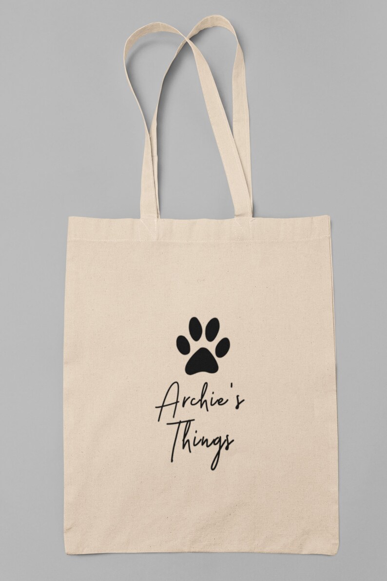 Personalised Dog Stuff Storage Tote Bag, Cotton Dog Stuff Tote Bag, Dog Things Drawstring Bag, Personalised Dog Gift, Dog things Tote Bag