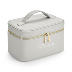 Personalised Vanity Makeup Case, Custom Cosmetic Bag with Name, Toiletry Bag, Bridesmaid Bag, Custom Make Up Bag, Jewellery Box,Faux Leather image 6