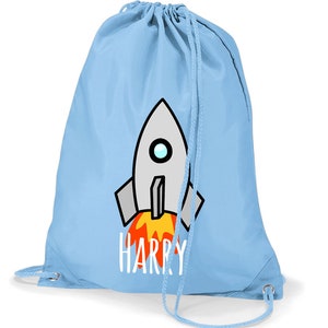 Kit de gymnastique personnalisé en PE, sac à dos avec cordon de serrage, au choix, retour à l'école pour enfants, sac de sport personnalisé fusée spatiale pour enfants