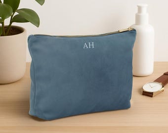 Personalised Velvet Makeup Bag, Monogram Cosmetic Bag, Custom Bridesmaid Gift, Christmas Gift for Her