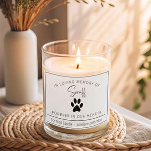 Personalised Pet Memorial Candle, Pet Loss Gift Candle, Pet Sympathy Gift, In Loving Memory, Remembrance Candle for Dogs & Cats