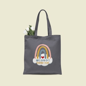Sac de professeur personnalisé, sac fourre-tout personnalisé pour professeur, n'importe quel nom, sac fourre-tout arc-en-ciel, cadeau pour professeur, cadeau de fin d'études pour professeur, remise des diplômes