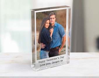 Custom Photo Block, Personalised Valentine's Gift for Him/Her, Wedding Gift for Couples, Anniversary Photo Keepsake with Gift Bag, Christmas
