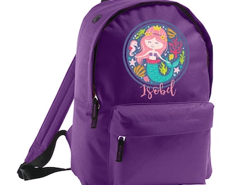 Personalised Backpack Girls school bag with name, Mermaid Backpack, Preschool backpack, Children's Bag, Back To School, Personalised bag