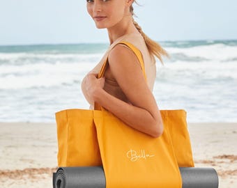 Personalised Yoga Bag with Name, Yoga Tote Bag, Custom Yoga Mat Bag, Pilates Bag, Organic Yoga Bag, Meditation Bag, Yoga Gift Idea