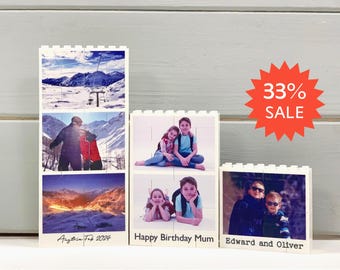 Personalised Text & Collage Building Blocks Photo Gift Compatible with LEGO®, Build a Photo Puzzle, Building Brick Photo Print, Unique Gift