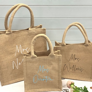 Personalised Mrs Gift Tote Bag, Gift for Bride, Custom Reusable Shopping Bag, Gift for Teacher, Thank You Gift for Teacher, End of Term Gift