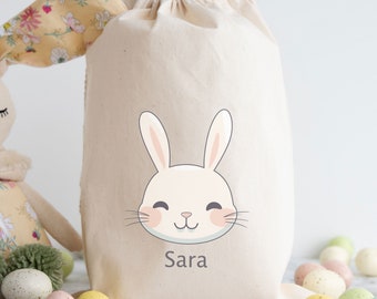 Saco de conejito de Pascua lindo personalizado, bolsa de Pascua personalizada, bolsa de almacenamiento para niños, bolsa de regalo de búsqueda de huevos de Pascua, bolsas de búsqueda de huevos de Pascua