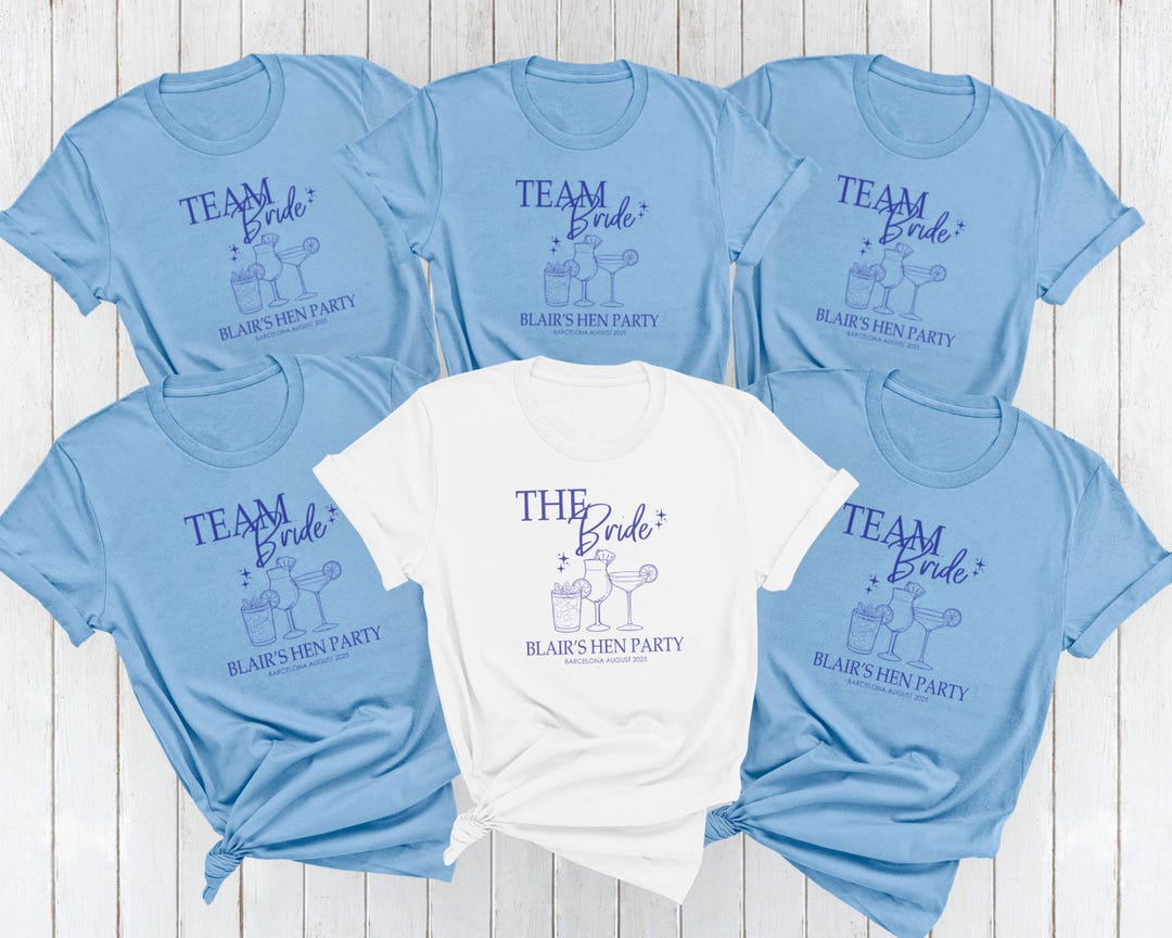 Blue Team Bride Bridal Party Shirts Bachelorette Party Tops ...