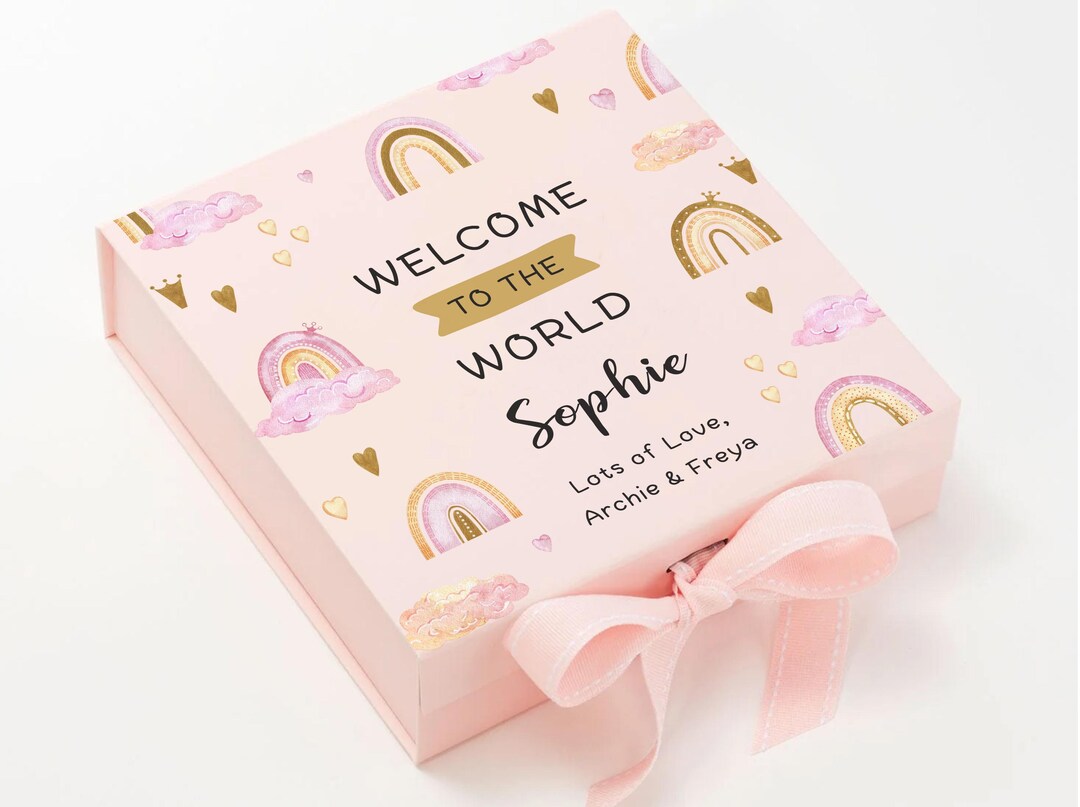 Personalised Baby Keepsake Box, Welcome to the World New Baby Gift Box ...