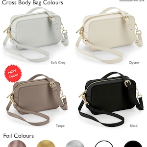 Personalised Vegan Leather Cross Body Bag, Detachable Straps, Birthday Gift For Her, Wife Gift, Monogrammed Faux Leather Crossbody Bag Gift image 3